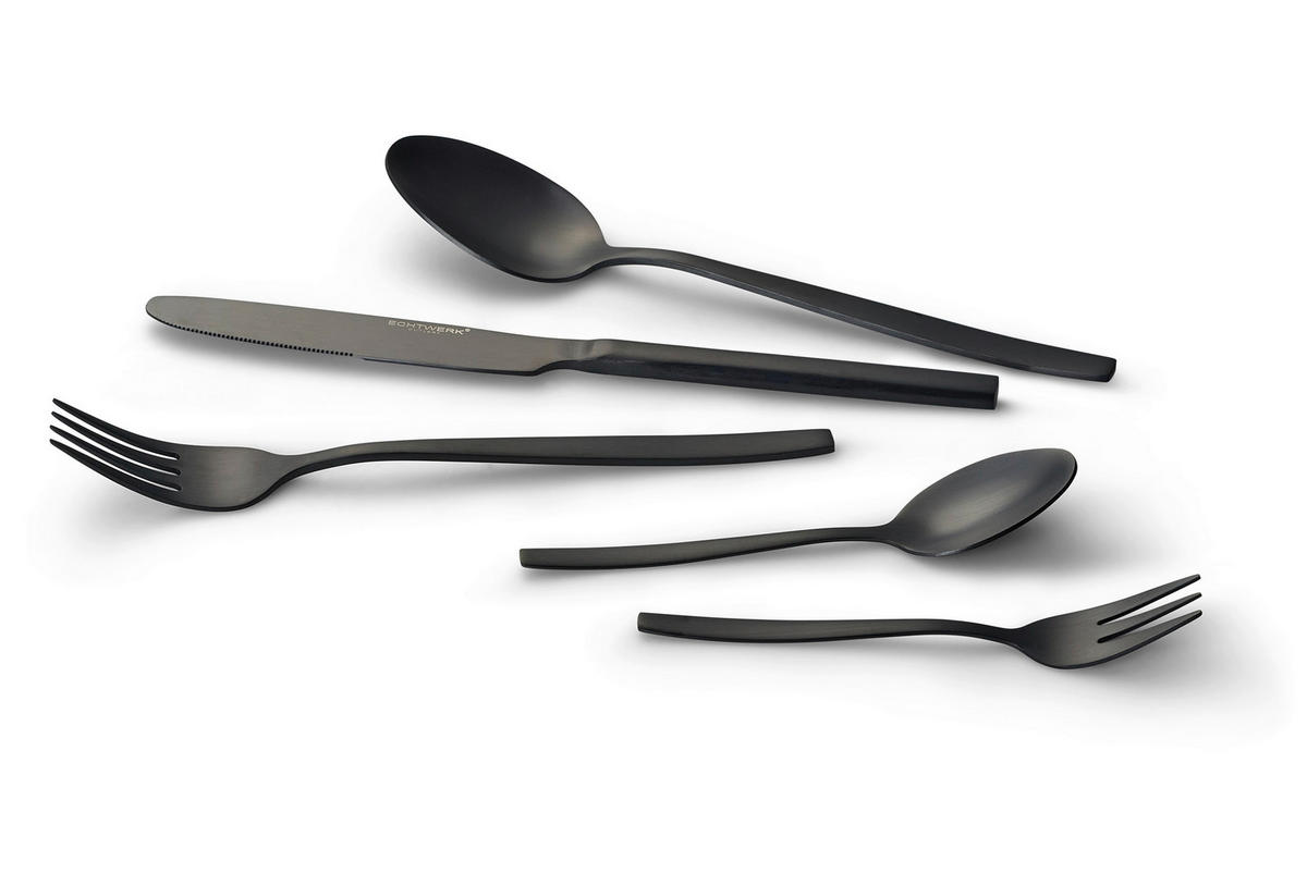 BESTECKSET Tavira 30-teilig Edelstahl  - Schwarz, Basics, Metall (1,22kg) - Echtwerk