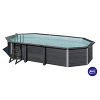 POOL-SET 2024 664/386/124 cm  - Grau, KONVENTIONELL, Holzwerkstoff (664/386/124cm) - Gre