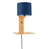 WANDLEUCHTE GOOD&MOJO  19/24/36 cm  - Blau/Naturfarben, Trend, Holz/Textil (19/24/36cm) - Good & Mojo
