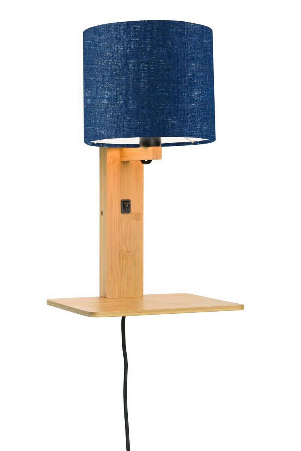 WANDLEUCHTE GOOD&MOJO  19/24/36 cm  - Blau/Naturfarben, Trend, Holz/Textil (19/24/36cm) - Good & Mojo
