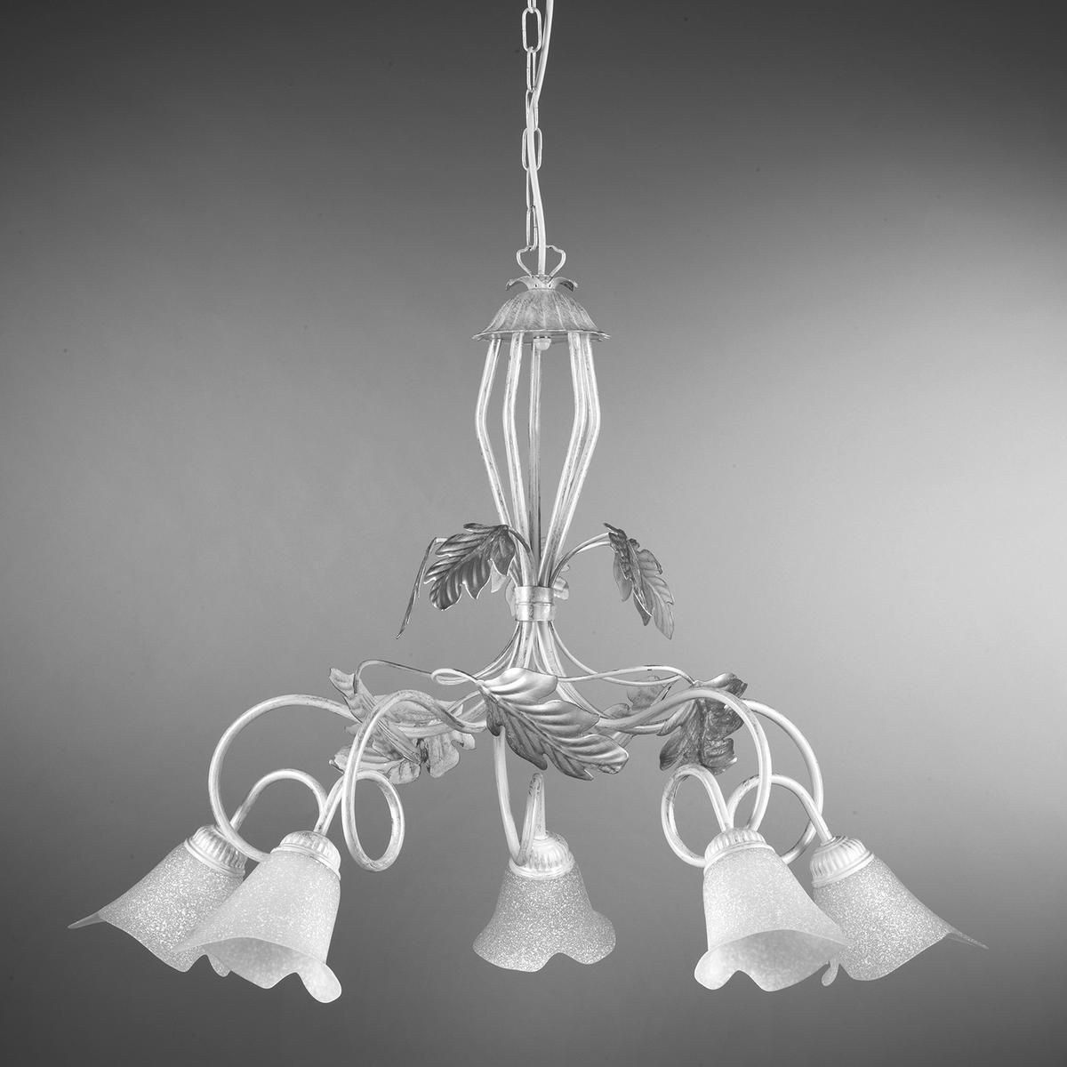 KRONLEUCHTER 90/130 cm   - Silberfarben/Weiß, KONVENTIONELL, Glas/Metall (90/130cm)
