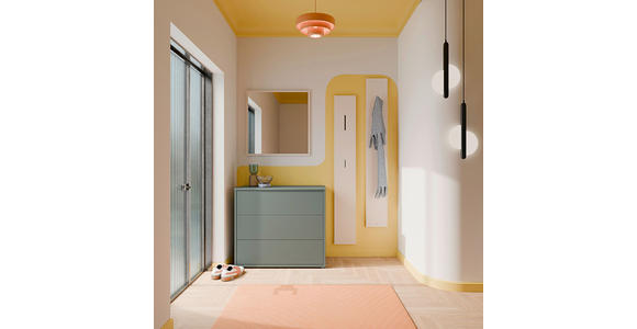 KOMMODE , 95/83/42 cm, 3 Schublade(n)  - Salbeigrün/Silberfarben, Trend, Holzwerkstoff/Kunststoff (95/83/42cm) - Carryhome