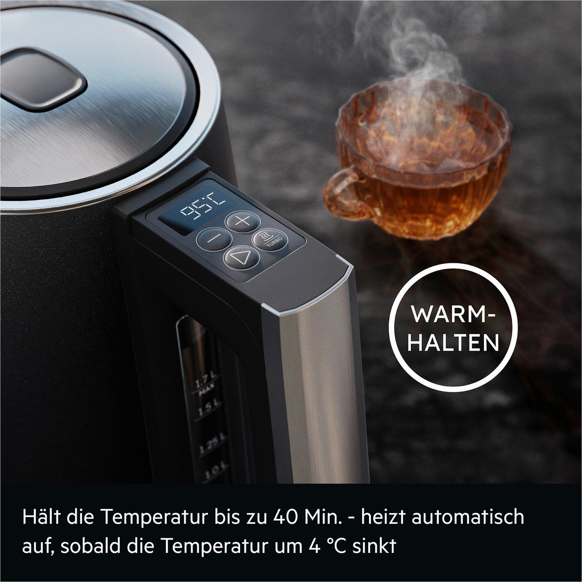 WASSERKOCHER Design Collection 1,7 L  - Schwarz, Basics (23,2/22,6/18,8cm) - AEG