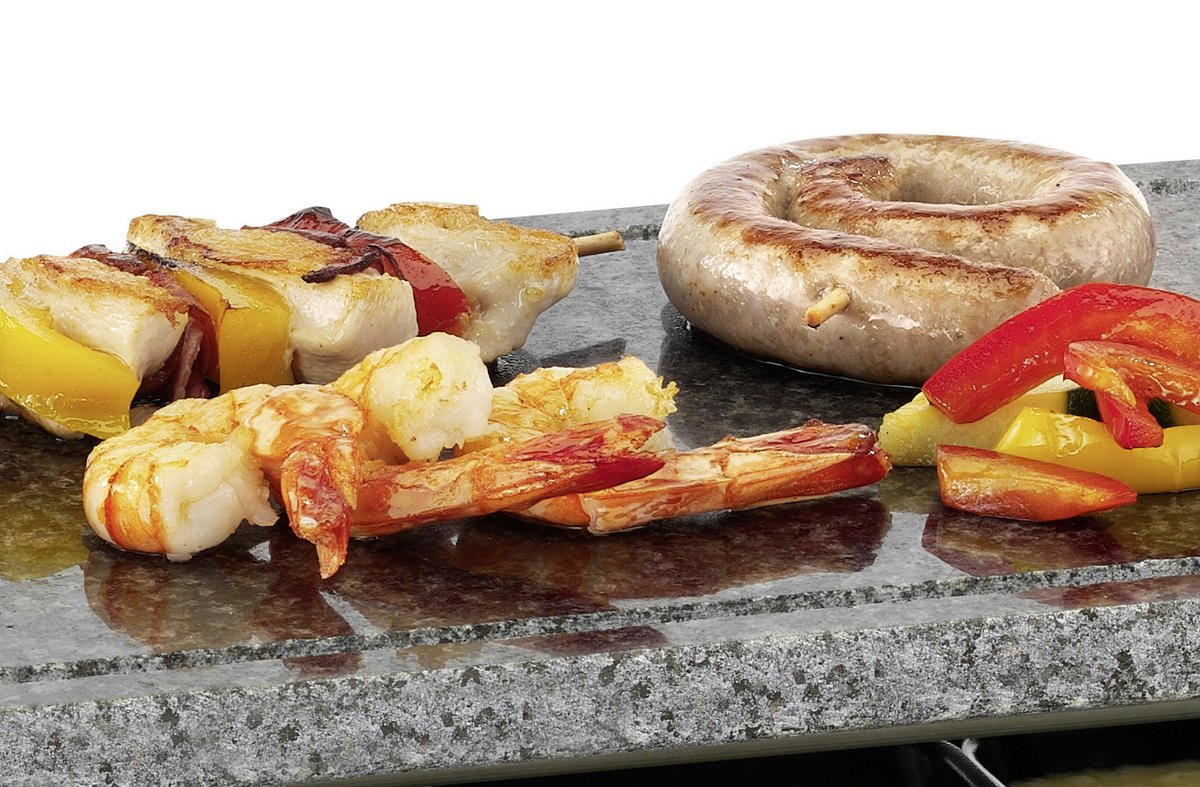 RACLETTE-GRILL  - Schwarz/Grau, Design, Kunststoff/Stein (45,5/27/15,5cm) - Trisa Electronics