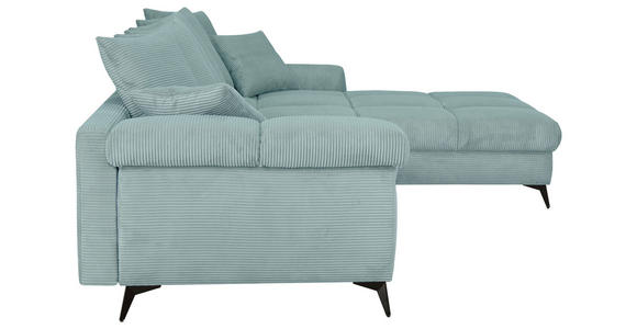 ECKSOFA Blaugrau Cord Rückenkissen, Armlehnenkissen, Rücken echt  - Blaugrau/Schwarz, KONVENTIONELL, Textil/Metall (332/231cm) - Carryhome