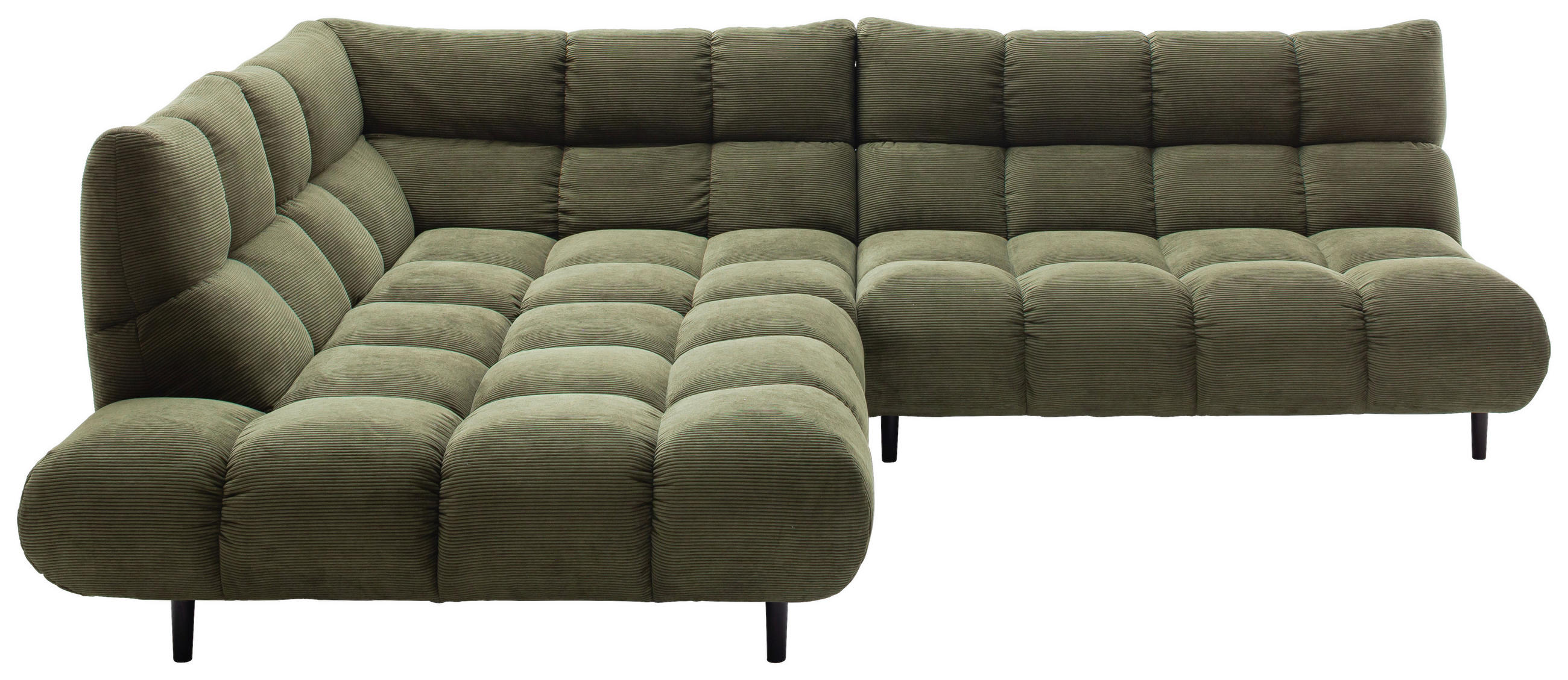 ECKSOFA Feincord Waldgrün  - Waldgrün/Schwarz, Design, Holz/Textil (215/288cm) - Pure Home Lifestyle