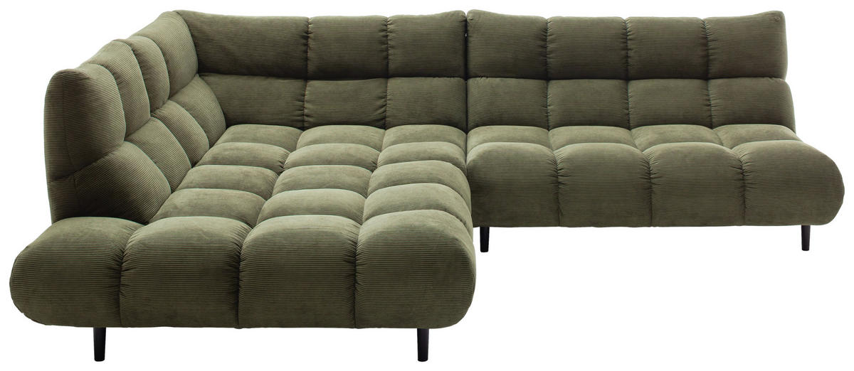 ECKSOFA Feincord Waldgrün  - Waldgrün/Schwarz, Design, Holz/Textil (215/288cm) - Pure Home Lifestyle