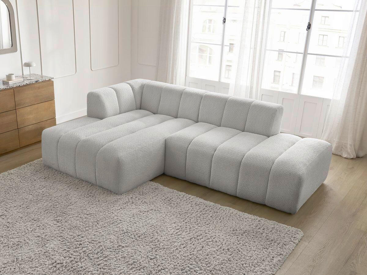 ECKSOFA  ANNECY Hellgrau Bouclé  - Hellgrau/Schwarz, MODERN, Kunststoff/Textil (170/262cm)