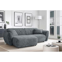 ECKSOFA Nelia Dunkelgrau Chenille  - Dunkelgrau/Schwarz, Design, Kunststoff/Textil (155/252cm) - P & B