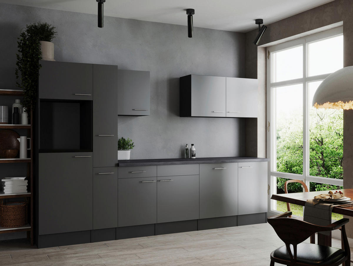 MODULKÖK UTAN VITVAROR 310 cm   i grå  - silver/grå, Design, metall/trämaterial (310cm) - Respekta