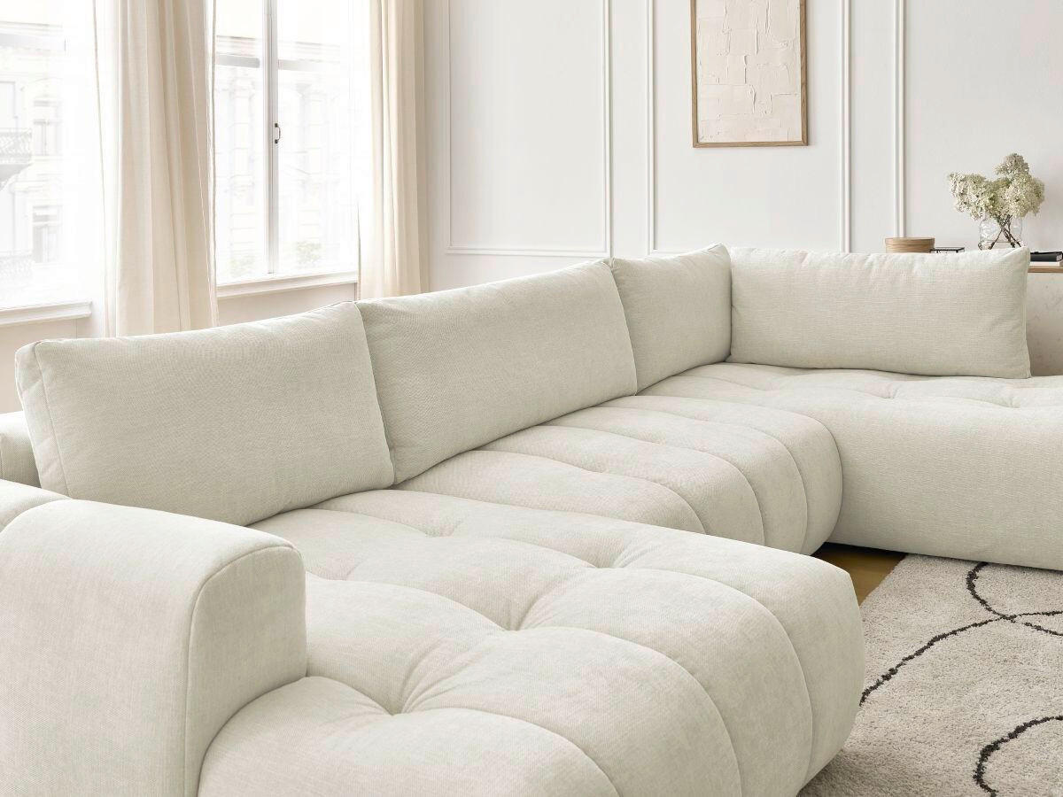 WOHNLANDSCHAFT  FUJI  Beige Leinenoptik  - Beige/Schwarz, MODERN, Kunststoff/Textil (160/377/204cm)