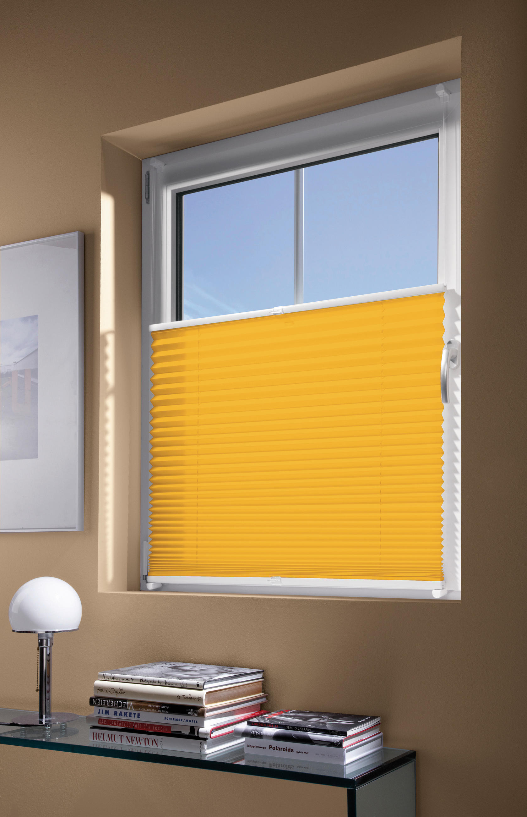 Thumbnail - Plissee, Gold, Kunststoff, Uni, 75x130 cm, Länge universell einstellbar, Wohntextilien, Rollos & Jalousien, Plissees