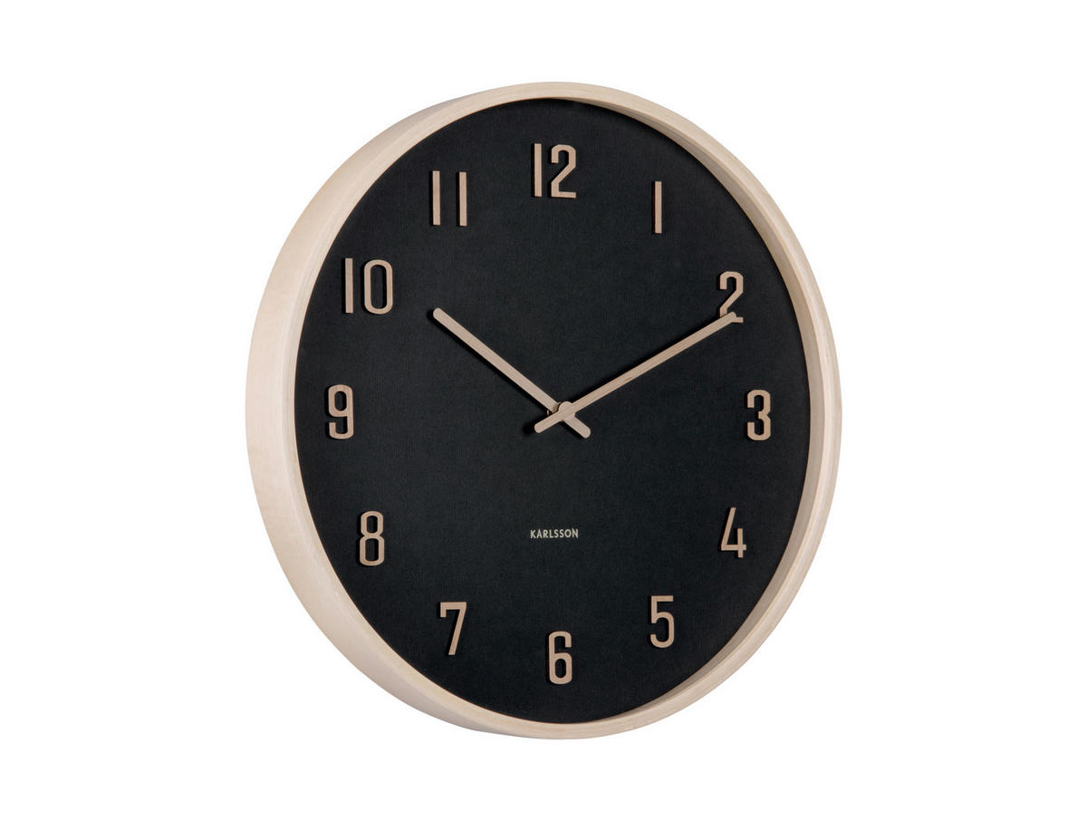 WANDUHR Nervadura Schwarz  - Schwarz, Basics, Holzwerkstoff (41cm) - Karlsson