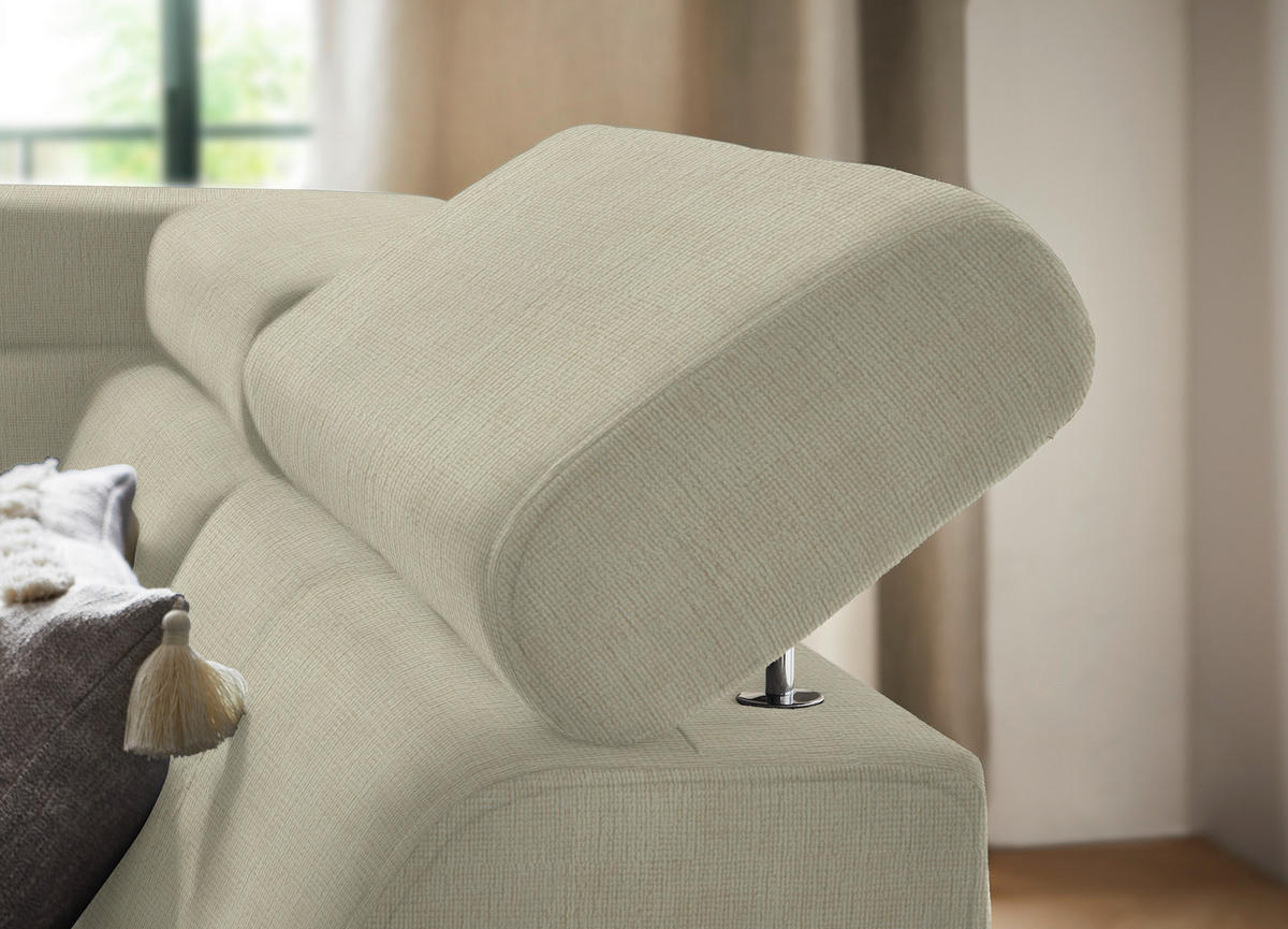 ECKSOFA in Flachgewebe Creme  - Creme/Schwarz, Design, Textil/Metall (260/203cm) - Stylife