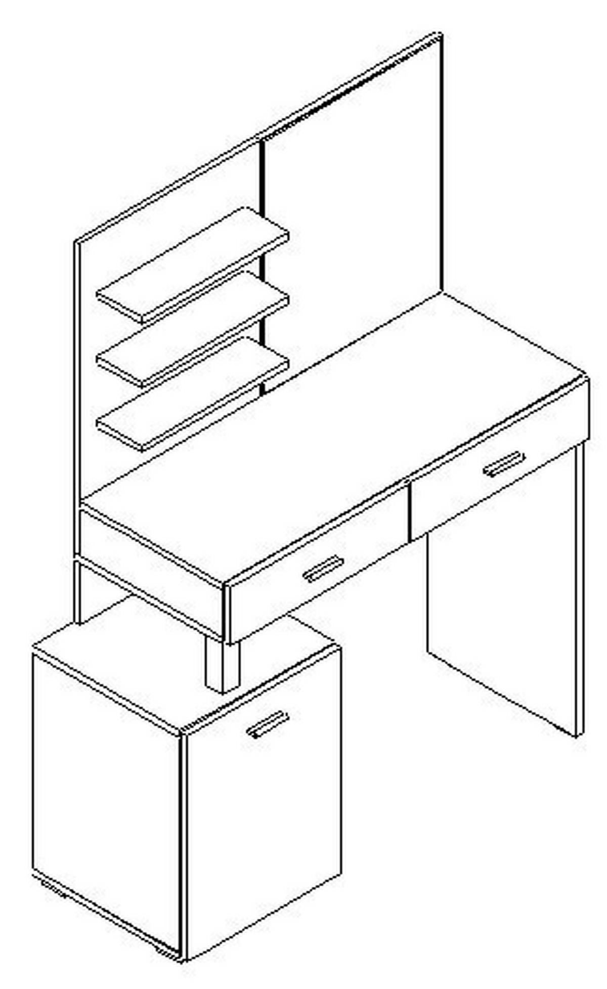 KOZMETIČNA MIZA leseni material  - črna/bela, Moderno, umetna masa/leseni material (109,4/144,5/41,7cm) - Carryhome