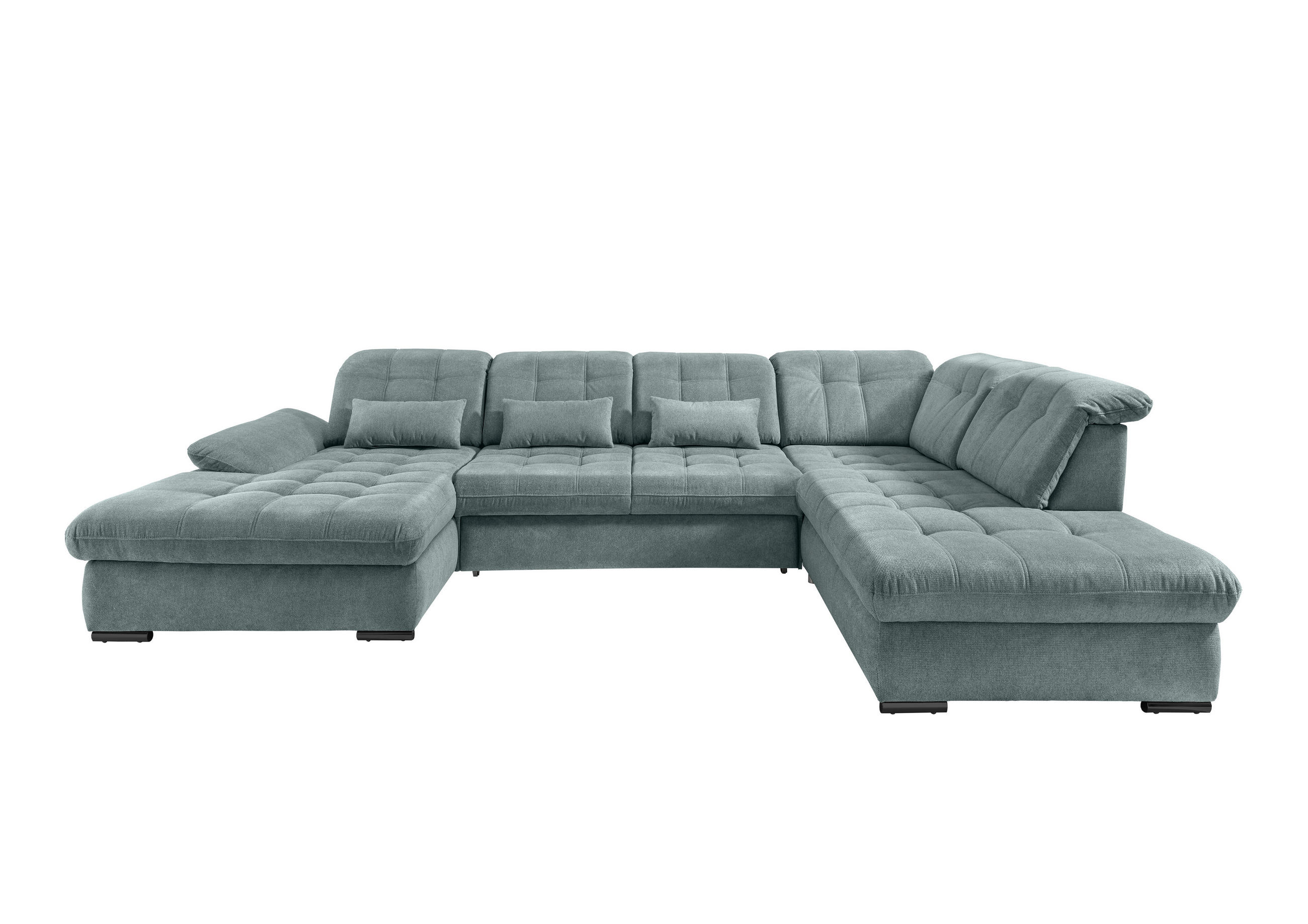 WOHNLANDSCHAFT  Chenille Blau  - Blau/Schwarz, Modern, Textil/Metall (184/387/252cm) - Livetastic