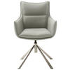 CHAISE ACCOUDOIRS acier inoxydable revêtu  - couleur inox/gris clair, Design, métal/textile (60/90/65cm) - Novel