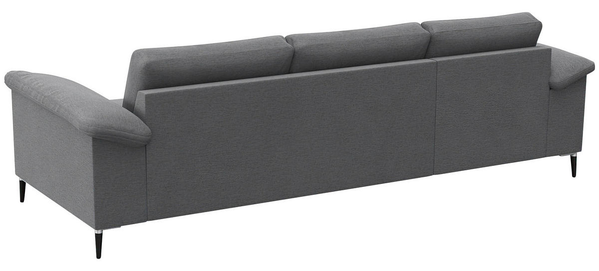ECKSOFA Grau Flachgewebe  - Alufarben/Schwarz, Design, Textil/Metall (159/242cm) - Livetastic