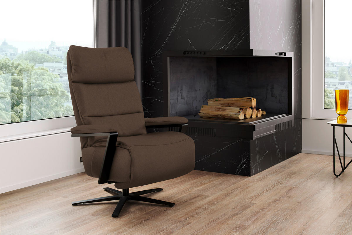 FERNSEHSESSEL in Braun  - Schwarz/Braun, Design, Leder/Metall (74/111/85cm) - Schöner Wohnen