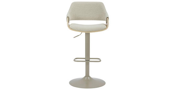 BARHOCKER Lederlook, Bouclé Creme, Eichefarben Eisen Pappel furniert, Sperrholz Sitzfläche 360° drehbar  - Eichefarben/Creme, Design, Holz/Textil (51/90-111/51cm) - Hom`in