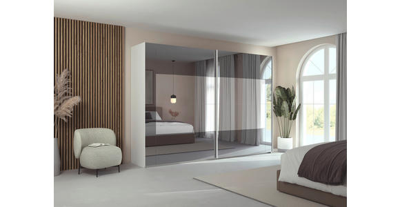 SCHWEBETÜRENSCHRANK 316/223/68 cm 2-türig Weiß  - Weiß, Design, Glas/Holzwerkstoff (316/223/68cm) - Xora