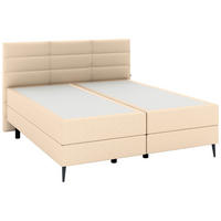 BOXSPRINGBETT 180/200 cm,  in Beige, gepolstertes Kopfteil, Matratzen, H3 + H3 = fest  - Anthrazit/Beige, KONVENTIONELL, Holzwerkstoff/Kunststoff (180/200cm) - Musterring