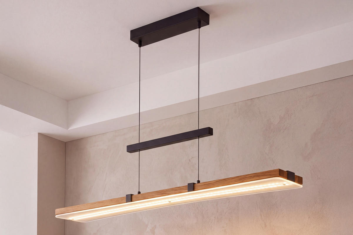 LED-HÄNGELEUCHTE 100/9/150 cm    - Schwarz, Natur, Holz/Metall (100/9/150cm) - Waldwelt