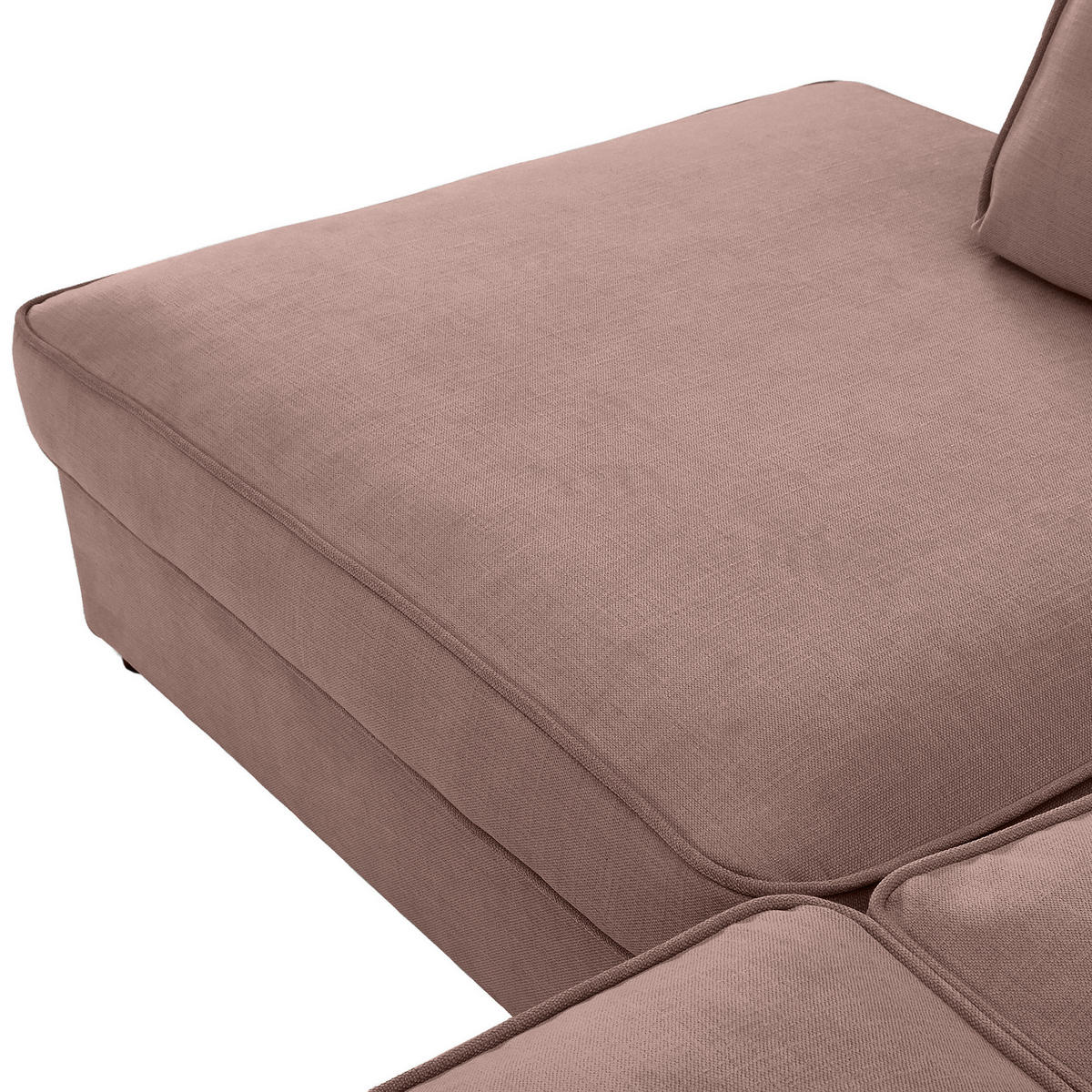 ECKSOFA Flachgewebe Altrosa  - Schwarz/Altrosa, Modern, Kunststoff/Textil (228/307cm) - Carryhome