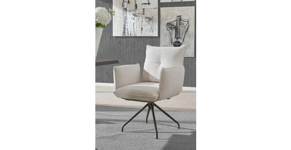 ARMLEHNSTUHL in Stahl Struktur - Beige/Schwarz, Design, Textil/Metall (68/90/70cm) - Dieter Knoll