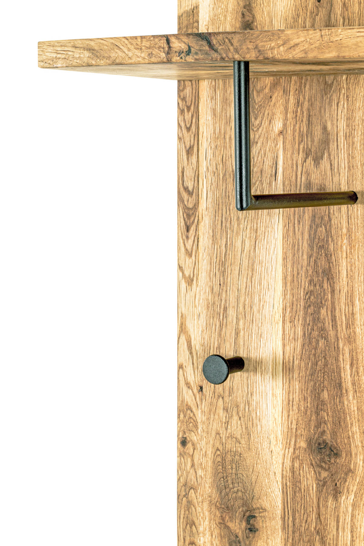 WANDGARDEROBE  in Eiche massiv Schwarz, Eichefarben  - Eichefarben/Schwarz, Basics, Holz/Metall (30/100/20cm)