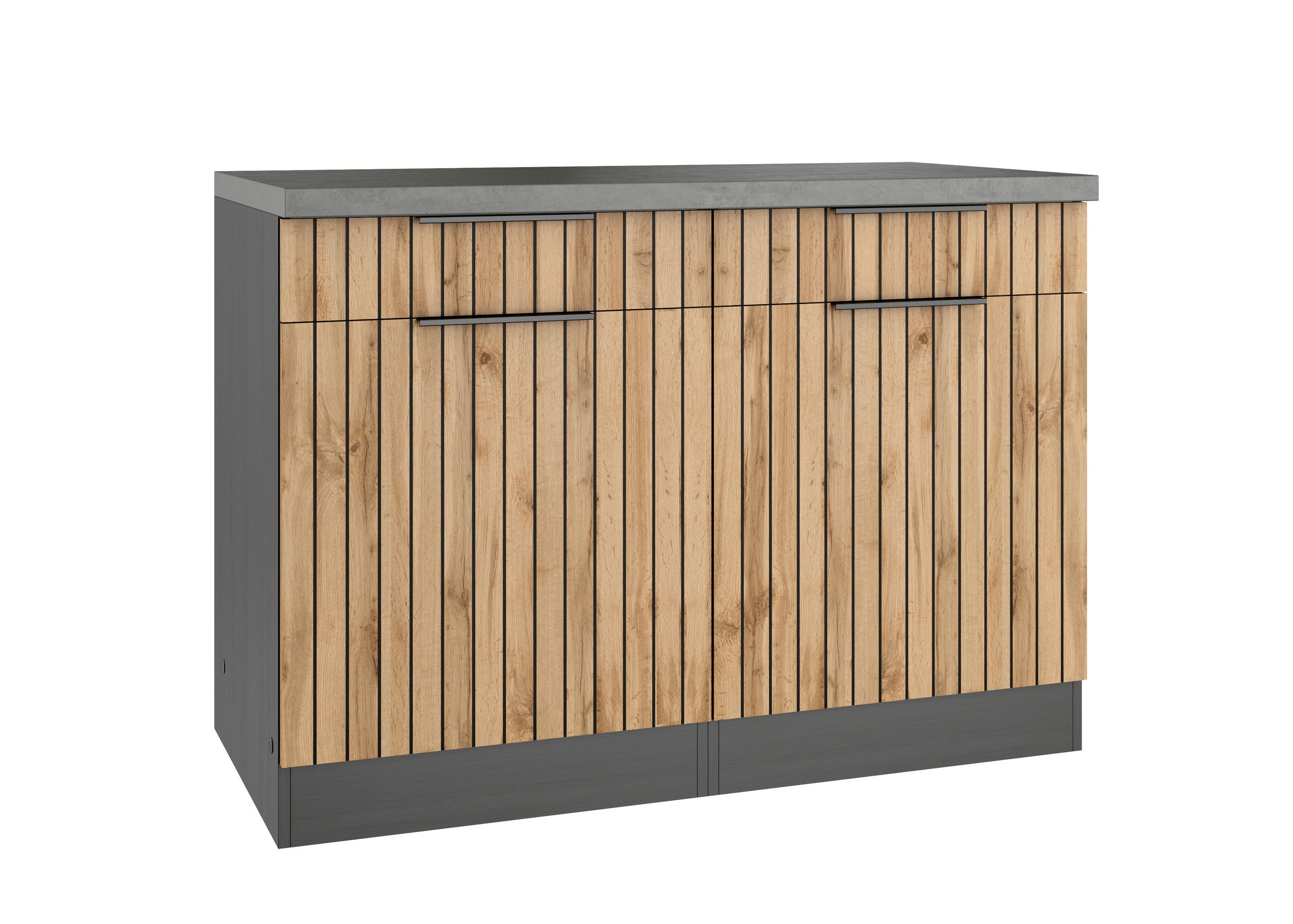 KÜCHENUNTERSCHRANK 120/85/60 cm  in Graphitfarben, Eiche Wotan  - Schieferfarben/Eiche Wotan, Basics, Holzwerkstoff/Metall (120/85/60cm) - Held