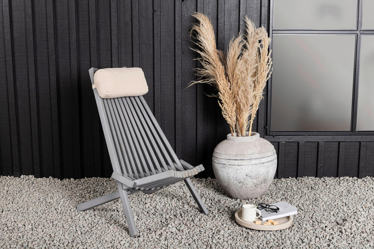 LOUNGEFÅTÖLJ  - mörkgrå/beige, Modern, trä/textil (57/79/73cm) - Gardenson