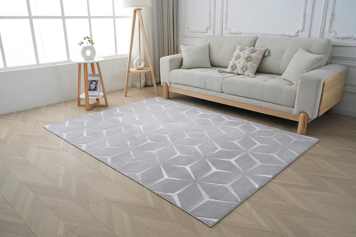 FLACHWEBETEPPICH  Wohnzimmer 200/290 cm Calma Silberfarben rechteckig  - Silberfarben, Basics, Textil (200/290cm) - Kayoom