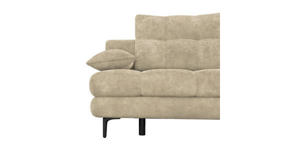 SCHLAFSOFA Chenille Beige Rückenkissen, Armlehnenkissen, Bettkasten, Schlaffunktion, Rücken echt  - Beige/Schwarz, KONVENTIONELL, Textil/Metall (203/94/96cm) - Carryhome