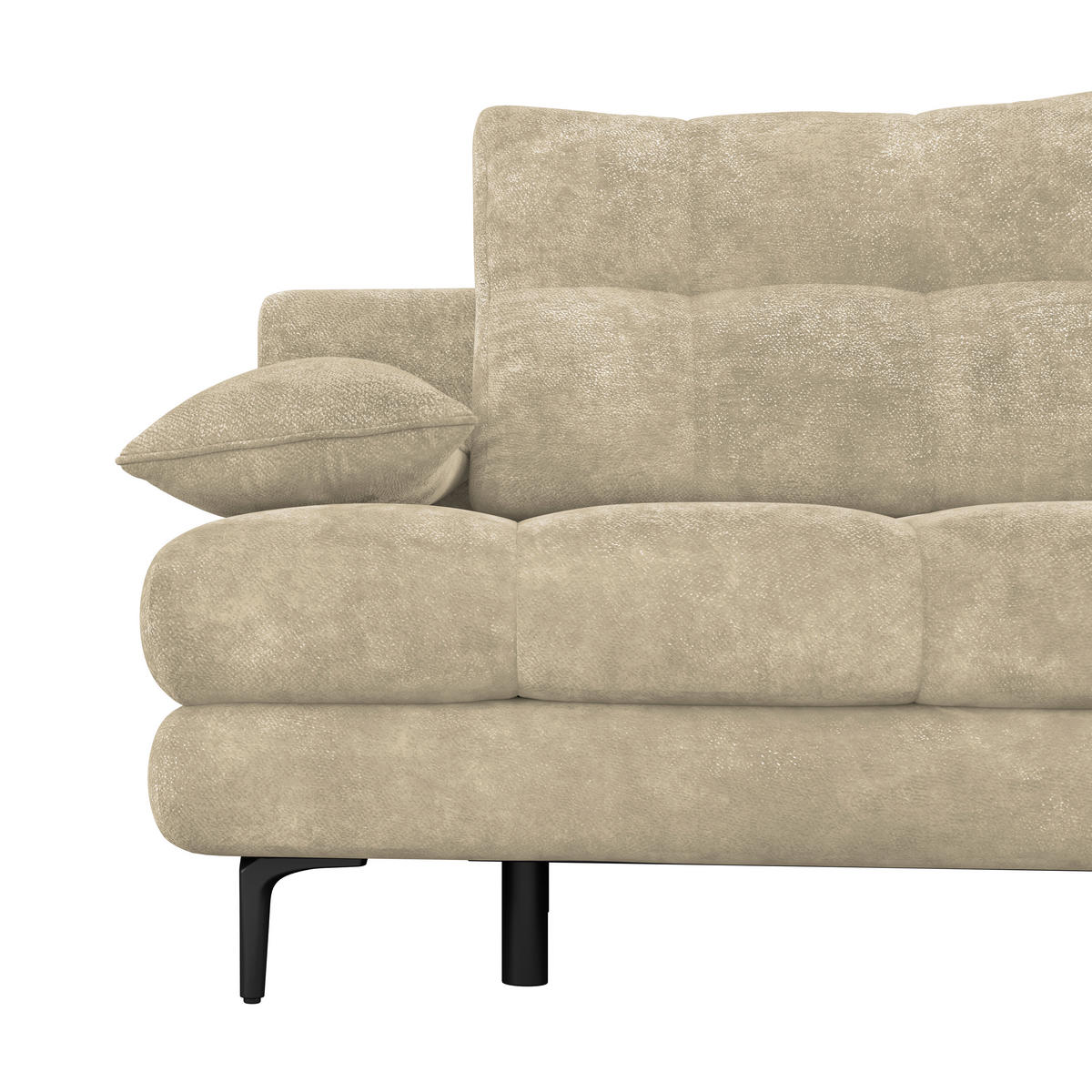 SCHLAFSOFA  mit Liegefunktion, Schlafen auf Sitzhöhe, Rücken echt Chenille Beige  - Beige/Schwarz, KONVENTIONELL, Textil/Metall (203/94/96cm) - Carryhome