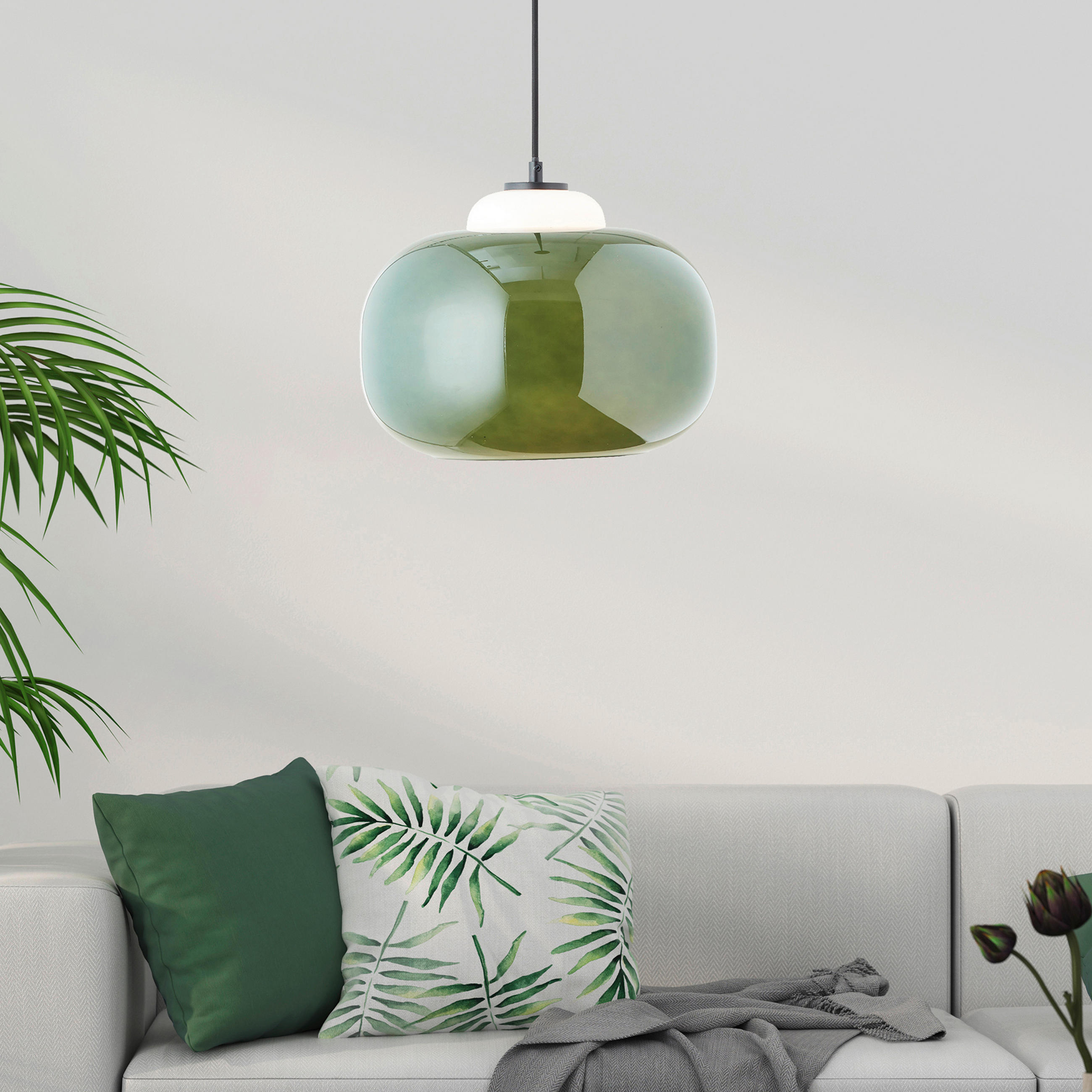 PENDELLEUCHTE Blop 30/128,5 cm   - Grün, Design, Glas/Metall (30/128,5cm) - Brilliant