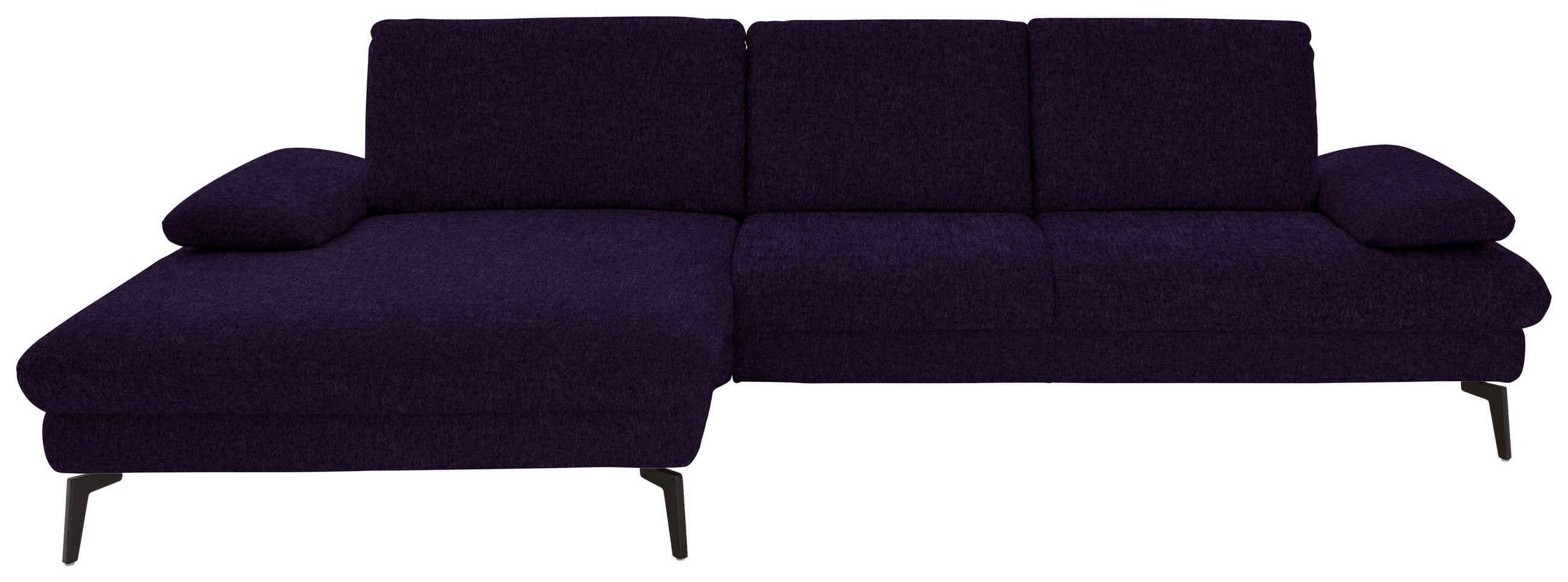 ECKSOFA in Chenille, Mikrofaser Aubergine, Violett  - Violett/Aubergine, Design, Textil/Metall (157/299cm) - Dieter Knoll