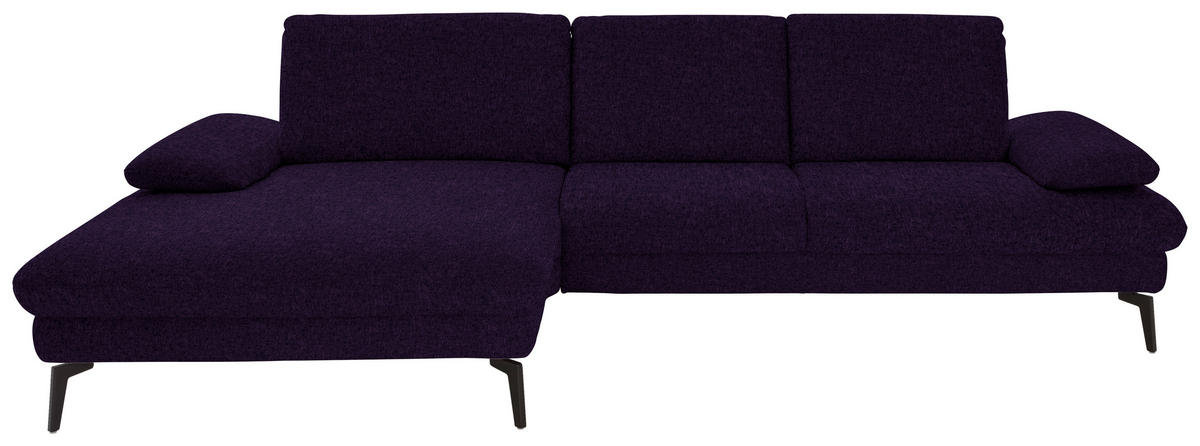 ECKSOFA in Chenille, Mikrofaser Aubergine, Violett  - Violett/Aubergine, Design, Textil/Metall (157/299cm) - Dieter Knoll