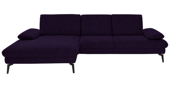 ECKSOFA in Chenille, Mikrofaser Aubergine, Violett 157/299 cm - Violett/Aubergine, Design, Textil/Metall (157/299cm) - Dieter Knoll