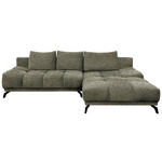 ECKSOFA in Chenille Olivgrün  - Schwarz/Olivgrün, MODERN, Textil/Metall (290/182cm) - Hom`in