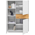 HIGHBOARD Triest Triest Weiß, Eichefarben  101/150/42 cm  - Eichefarben/Weiß, Design, Glas/Holz (101/150/42cm) - Novel