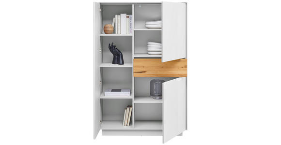 HIGHBOARD Triest Triest Weiß, Eichefarben  101/150/42 cm  - Eichefarben/Weiß, Design, Glas/Holz (101/150/42cm) - Novel