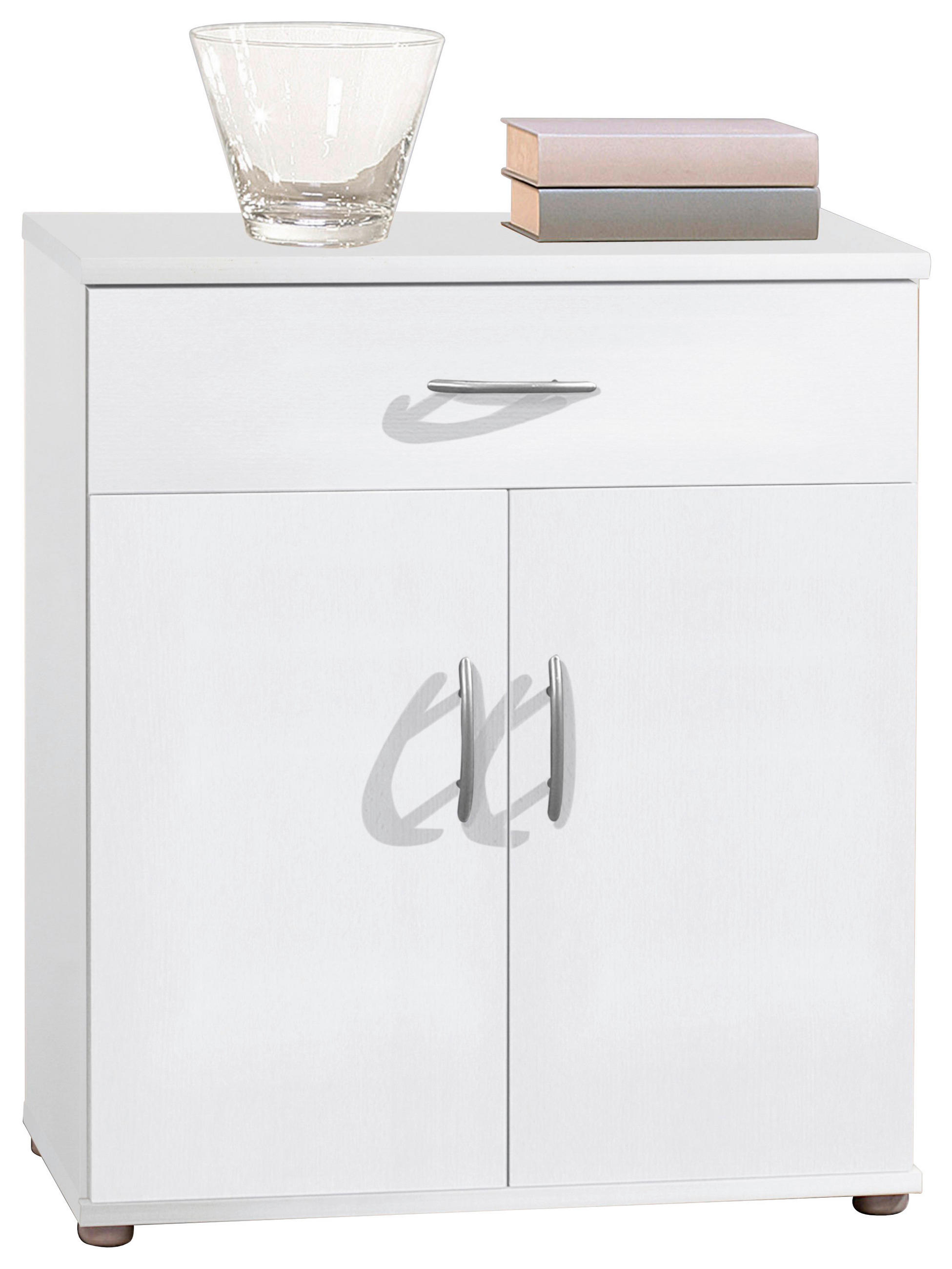 KOMODA 60/70/30 cm bijela - bijela/srebrne boje, Konvencionalno, drvni materijal/plastika (60/70/30cm) - Carryhome