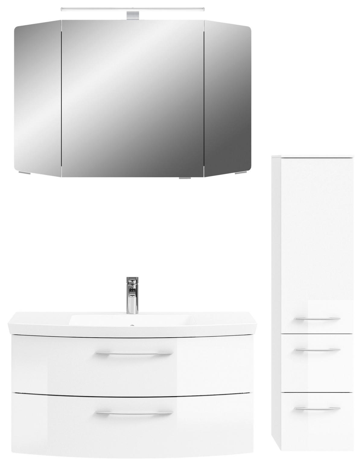 BADEZIMMER 4-teilig  in 131 cm  - Chromfarben/Weiß Hochglanz, KONVENTIONELL, Glas/Holzwerkstoff (131cm) - Pelipal