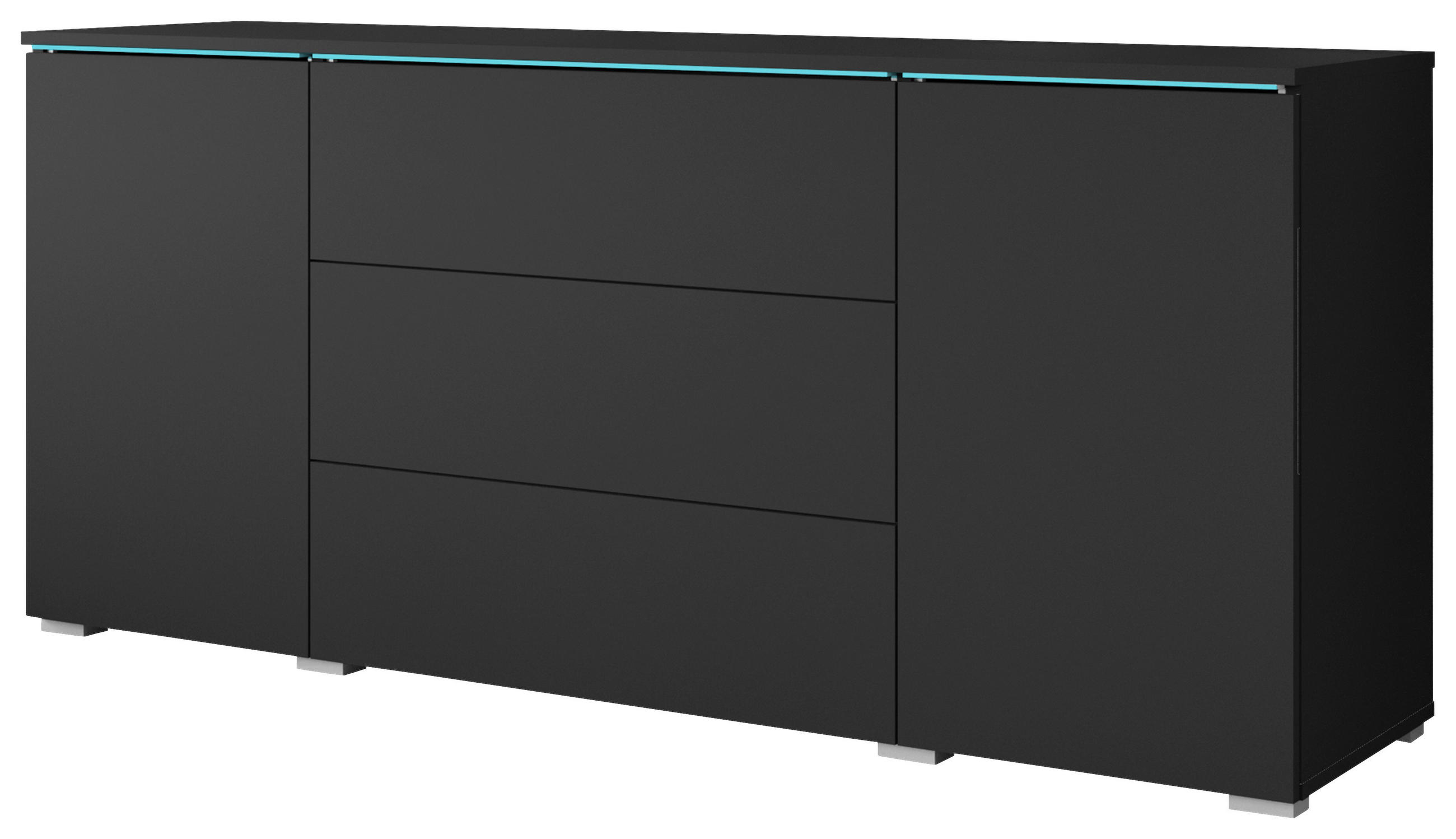 SIDEBOARD 150/67,9/39,5 cm  - grafitfärgad/svart, Basics, trämaterial/plast (150/67,9/39,5cm) - P & B