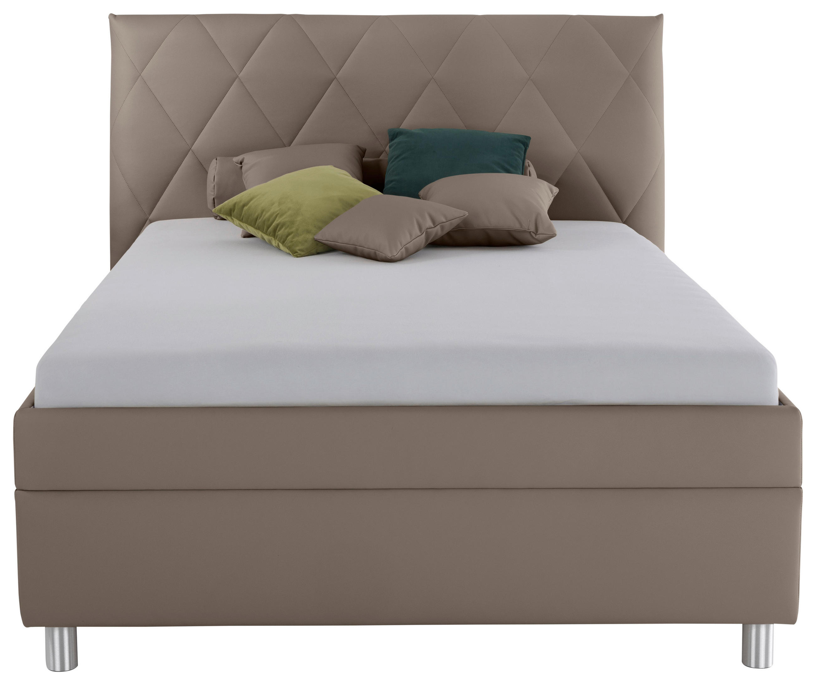 POLSTERBETT Matratze, Lattenrost, Bettkasten 140/200 cm  in Cappuccino  - Birkefarben/Silberfarben, KONVENTIONELL, Holz/Textil (140/200cm) - Esposa