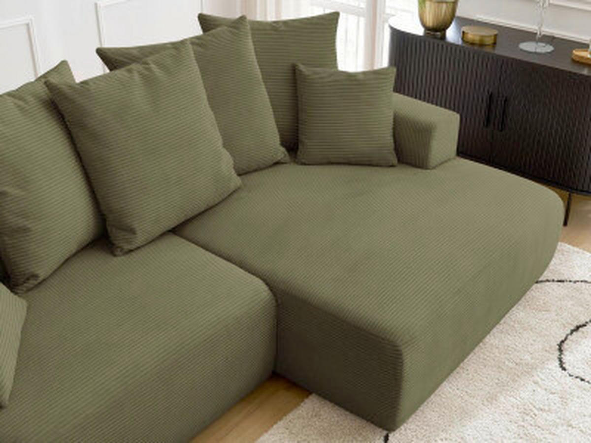 ECKSOFA Ottomane rechts  ATILLA Hellgrün Cord  - Schwarz/Hellgrün, MODERN, Kunststoff/Textil (244/149cm)