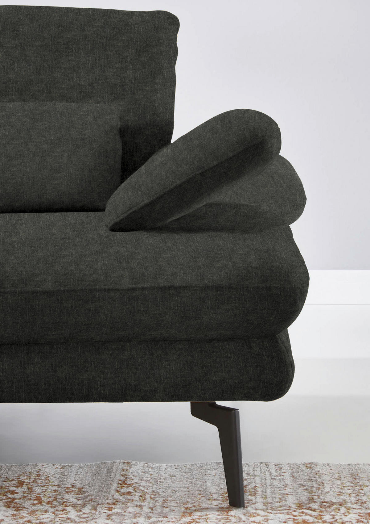 ECKSOFA in Velours Dunkelgrau  - Dunkelgrau/Schwarz, Design, Textil/Metall (180/310cm) - Dieter Knoll