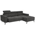 ECKSOFA in Chenille Dunkelgrau  - Dunkelgrau/Schwarz, KONVENTIONELL, Textil/Metall (264/178cm) - Hom`in