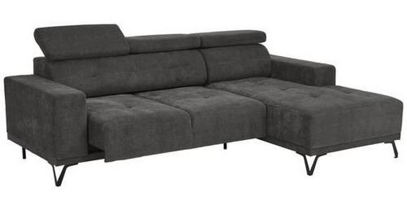 ECKSOFA in Chenille Dunkelgrau  - Dunkelgrau/Schwarz, KONVENTIONELL, Textil/Metall (264/178cm) - Hom`in